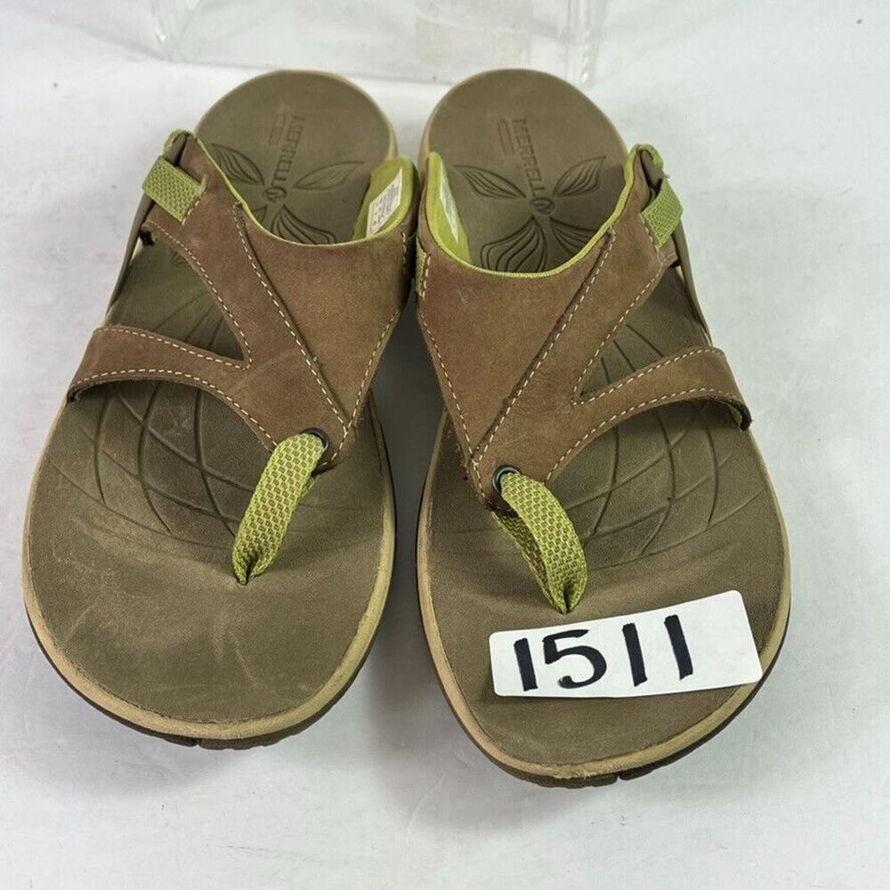 Merrell Women's Brown and Green Leather Thong Sandals - Picture 11 of 11
